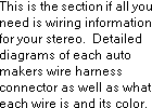 Quick Radio Wiring Information For Car Stereo, Car Radio, and Car Audio Installation. This is the place if all you need is wiring information for your stereo. Detailed diagrams of each auto makers wire harness connector as well as what each wire is and its color. Radio wiring color codes, radio wire color codes, radio wiring diagram, radio wire diagram, radio wiring harness, radio wire harness, stereo wiring color codes, stereo wire color codes, stereo wiring diagram, stereo wire diagram, stereo wiring harness, stereo wire harness, speaker wire colors.